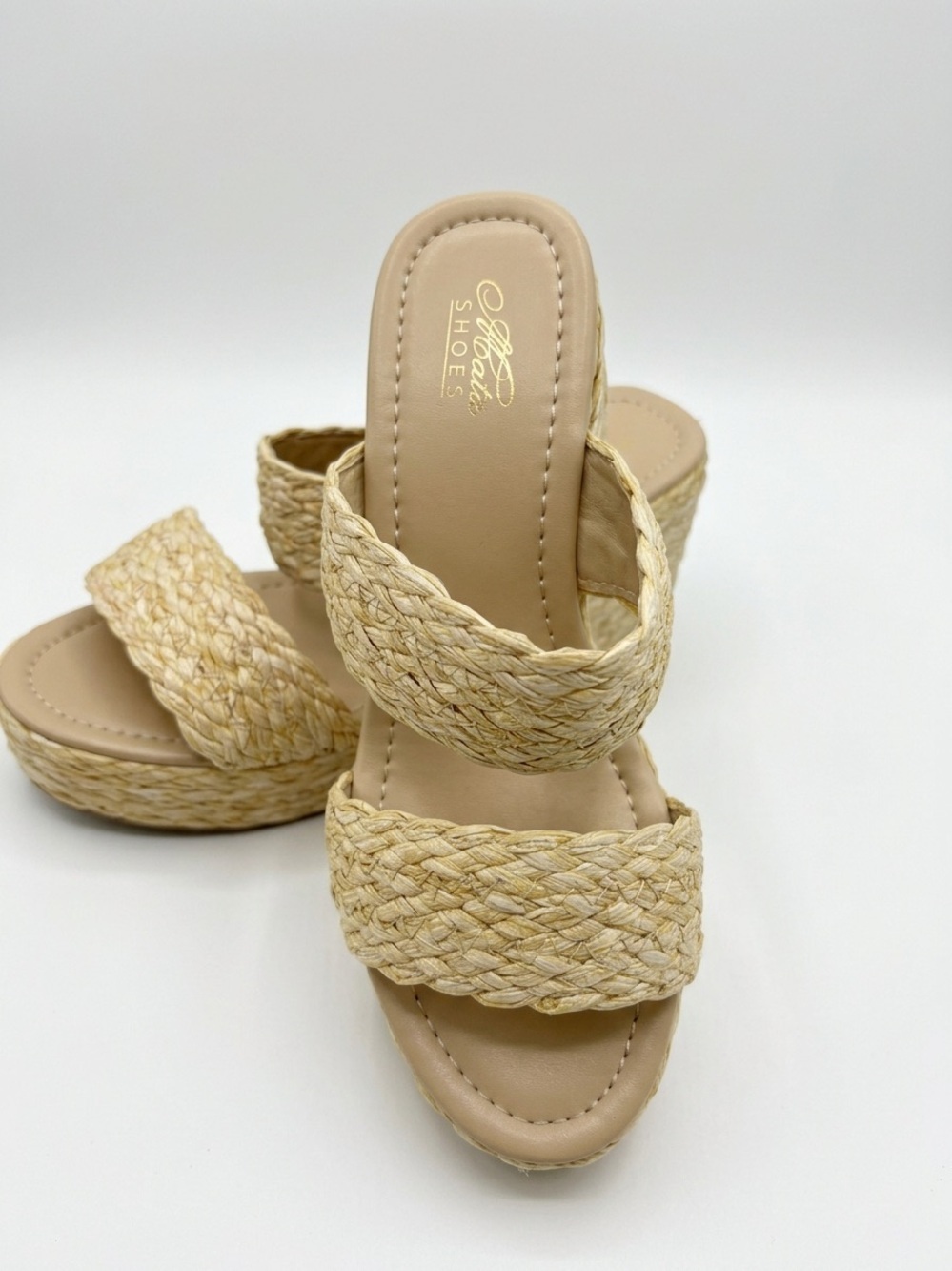 Abata Shoes Botana Beige Woven Platform Sandals Excellent Condition Size 8